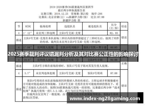 2025赛季裁判评议错漏判分析及其对比赛公正性的影响探讨